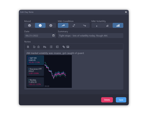 screenshot of Stonk Journal